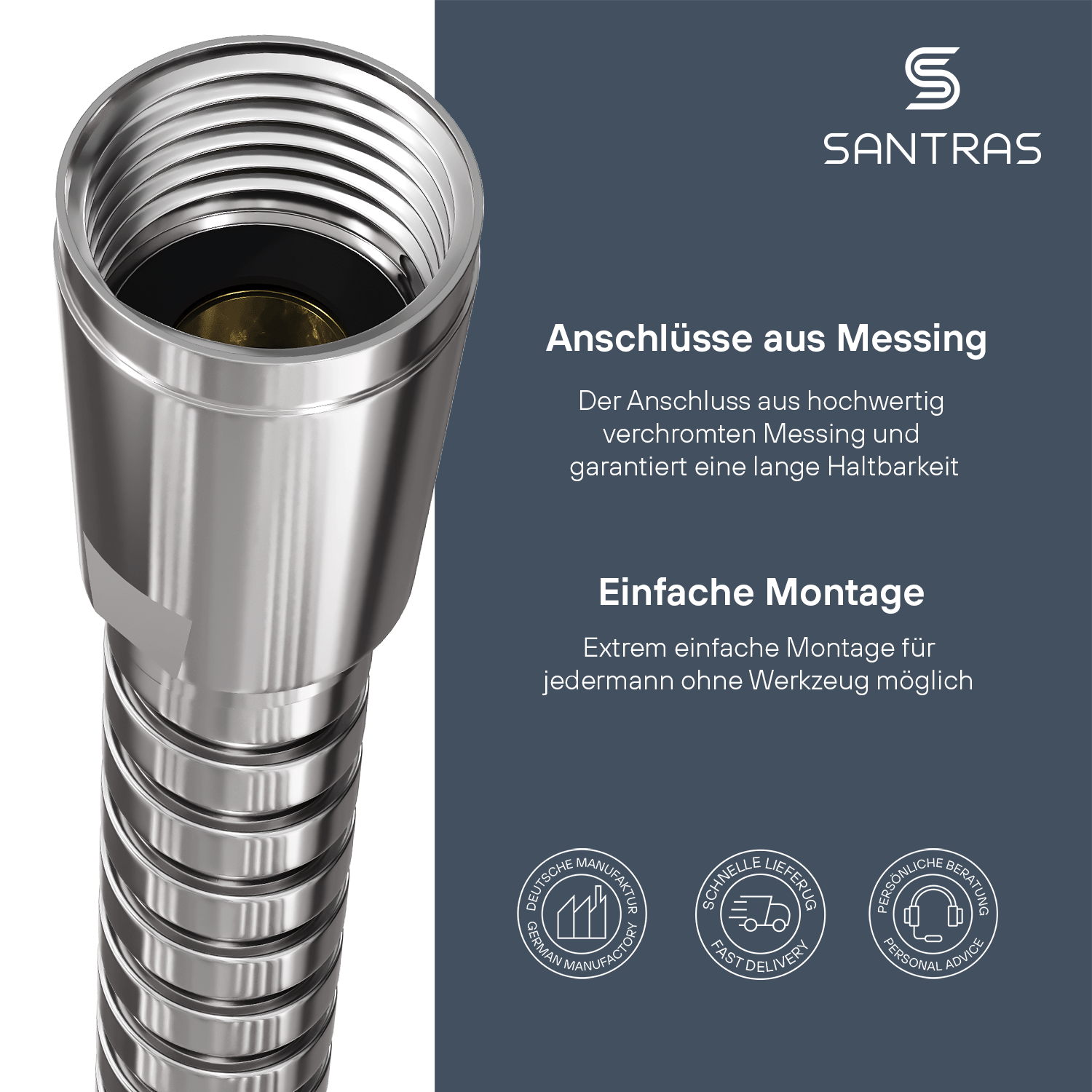 SANTRAS® Metallschlauch Konus x Mutter