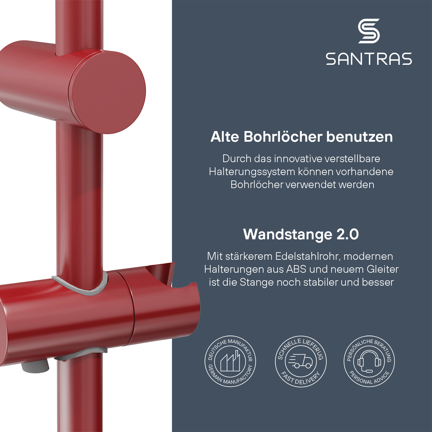 SANTRAS® Wandstange in Rot