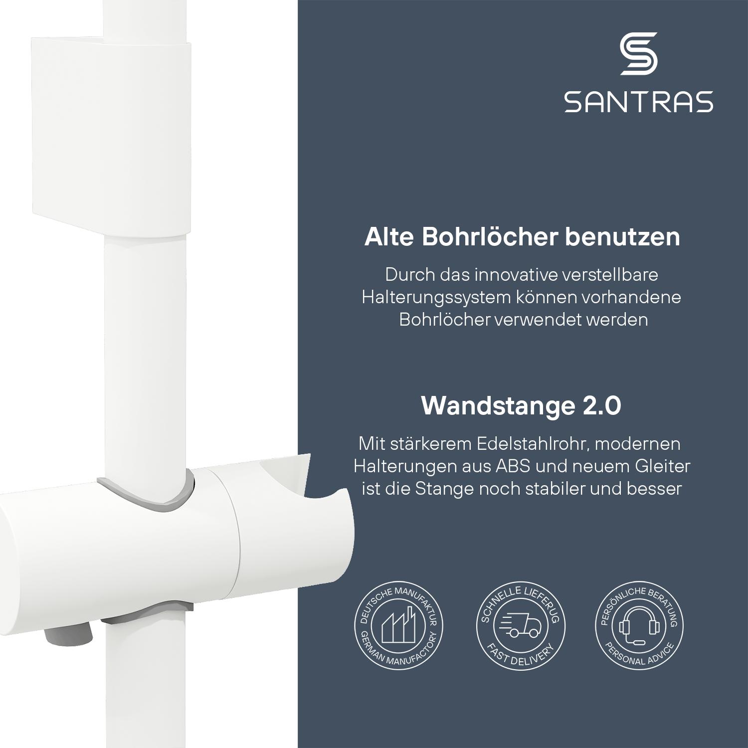 SANTRAS® Wandstange in Weiß Matt