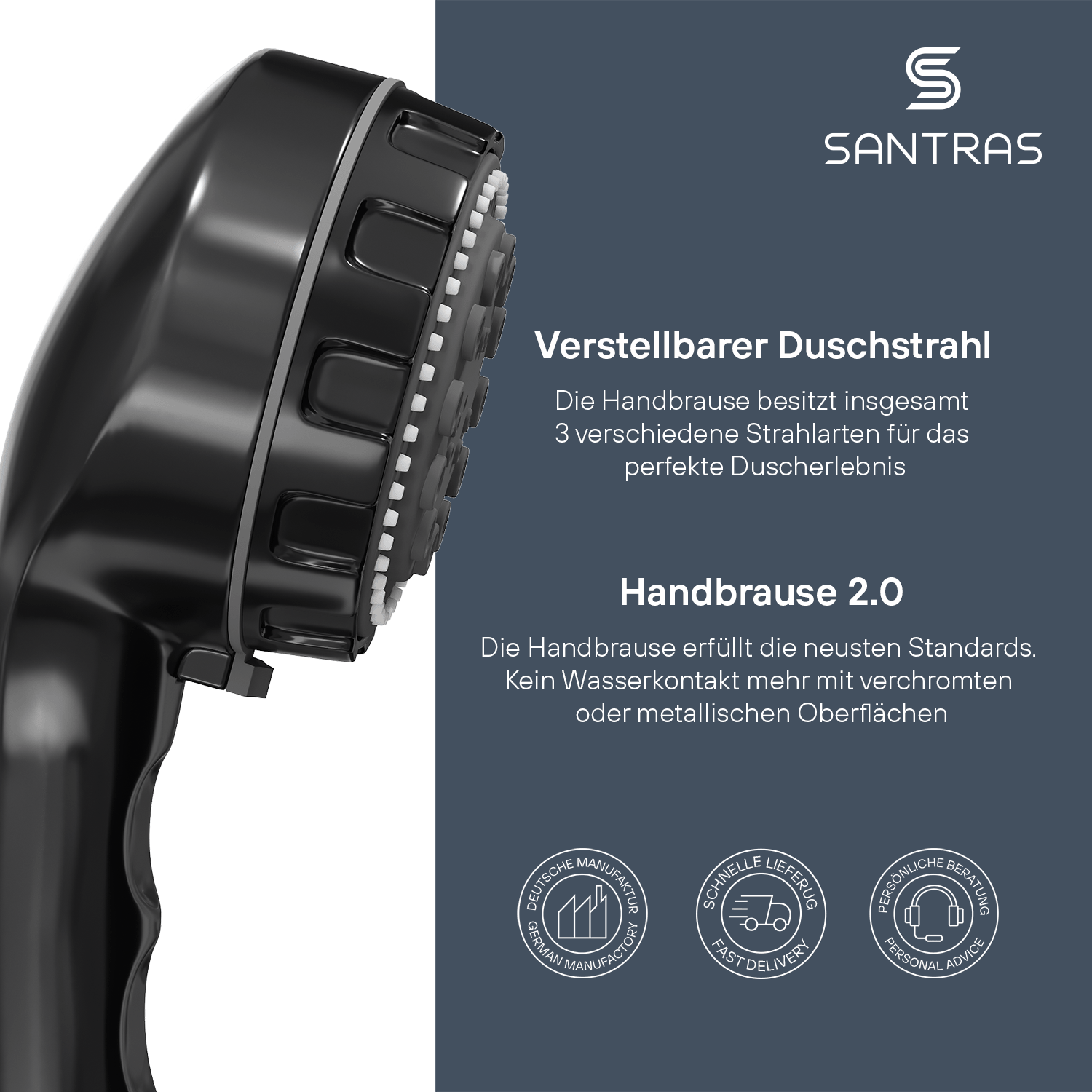 SANTRAS® Handbrause Multiperla in Schwarz