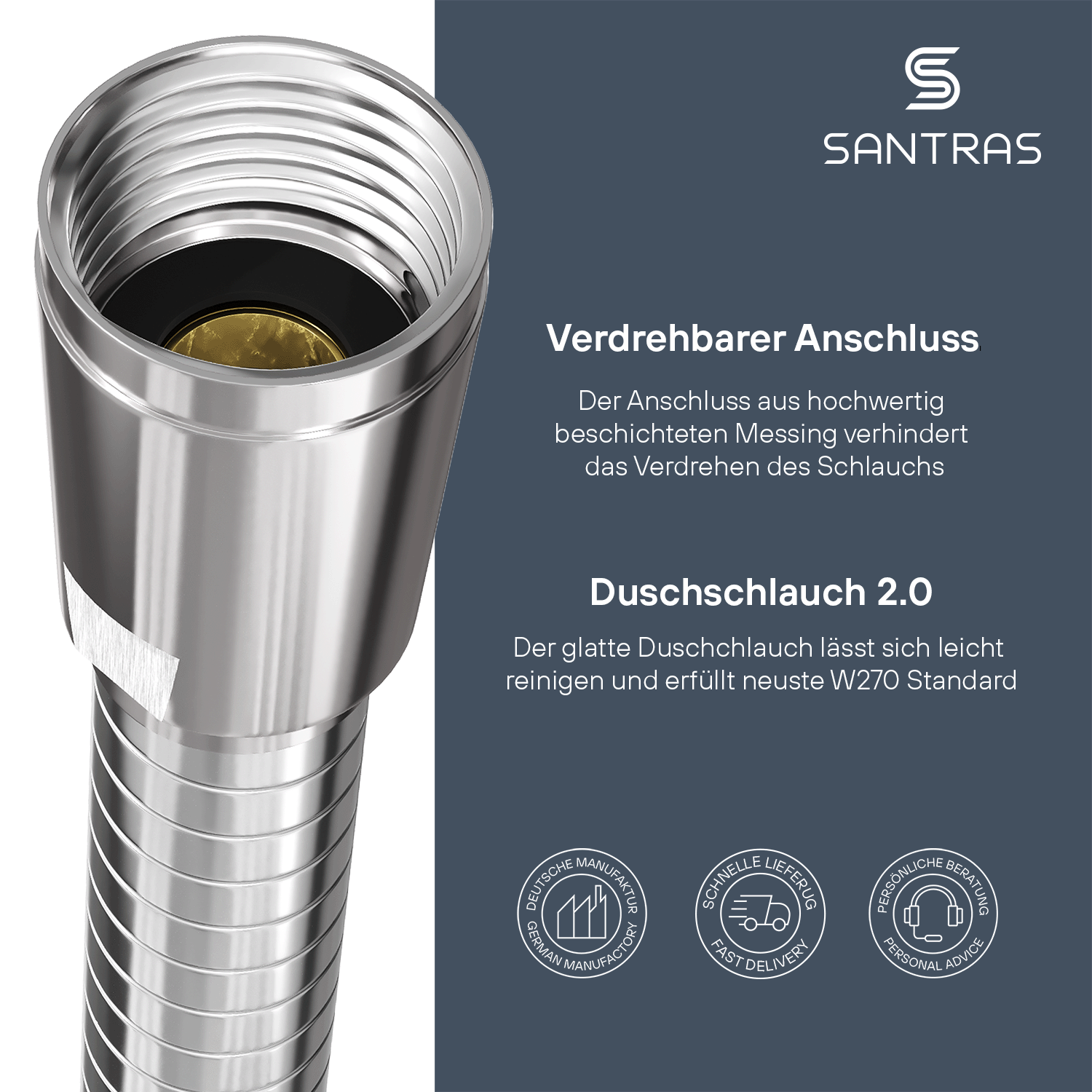 SANTRAS® Kunststoffschlauch in Chrom