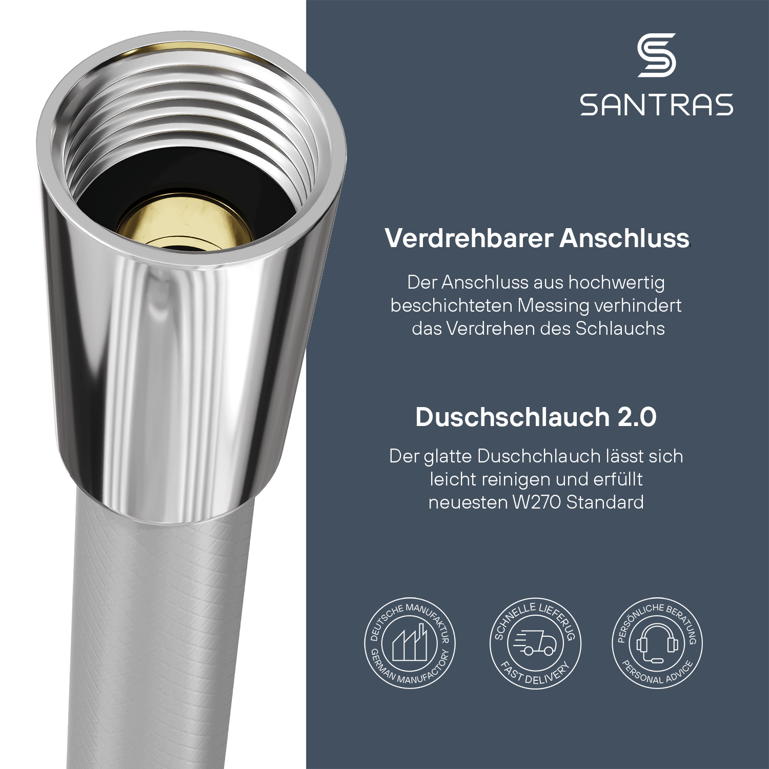 SANTRAS® Kunststoffschlauch in Chrom