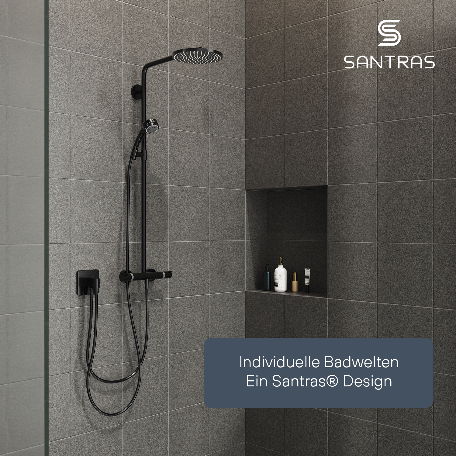 SANTRAS® Handbrause Multiperla in Schwarz