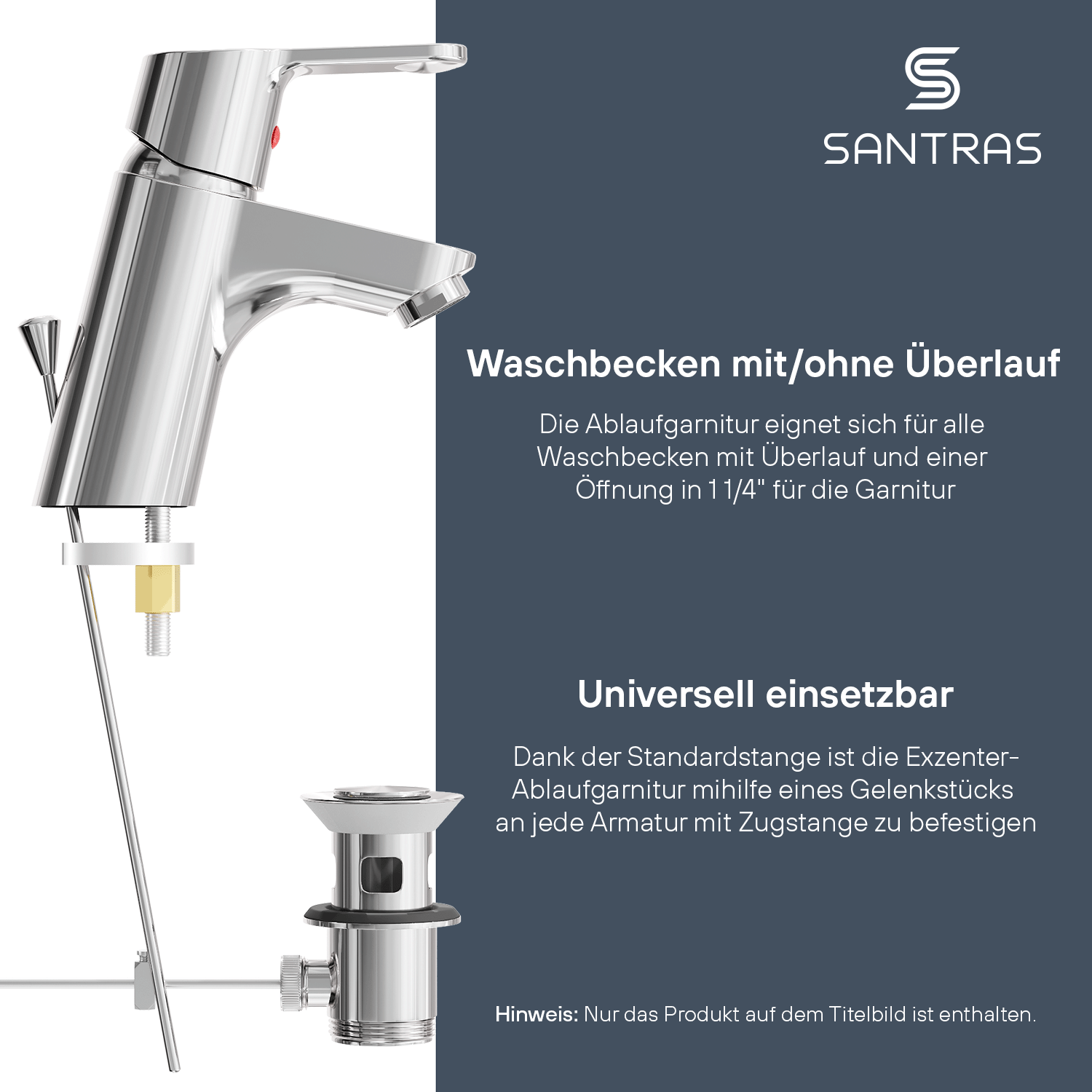 SANTRAS® Exzenter-Ablaufgarnitur in Chrom