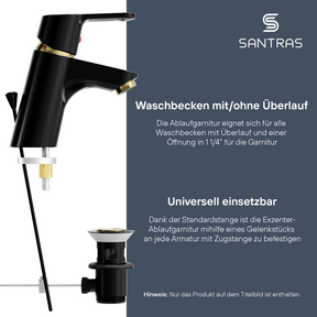 SANTRAS® Exzenter-Ablaufgarnitur in Schwarz / Edelmessing