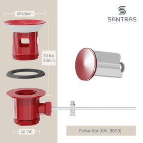 SANTRAS® Exzenter-Ablaufgarnitur in Rot