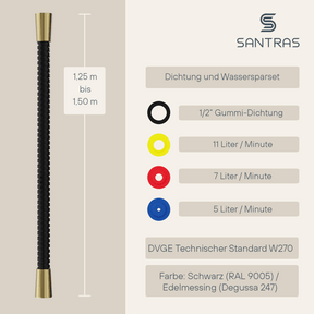 SANTRAS® Metallschlauch in Schwarz / Edelmessing