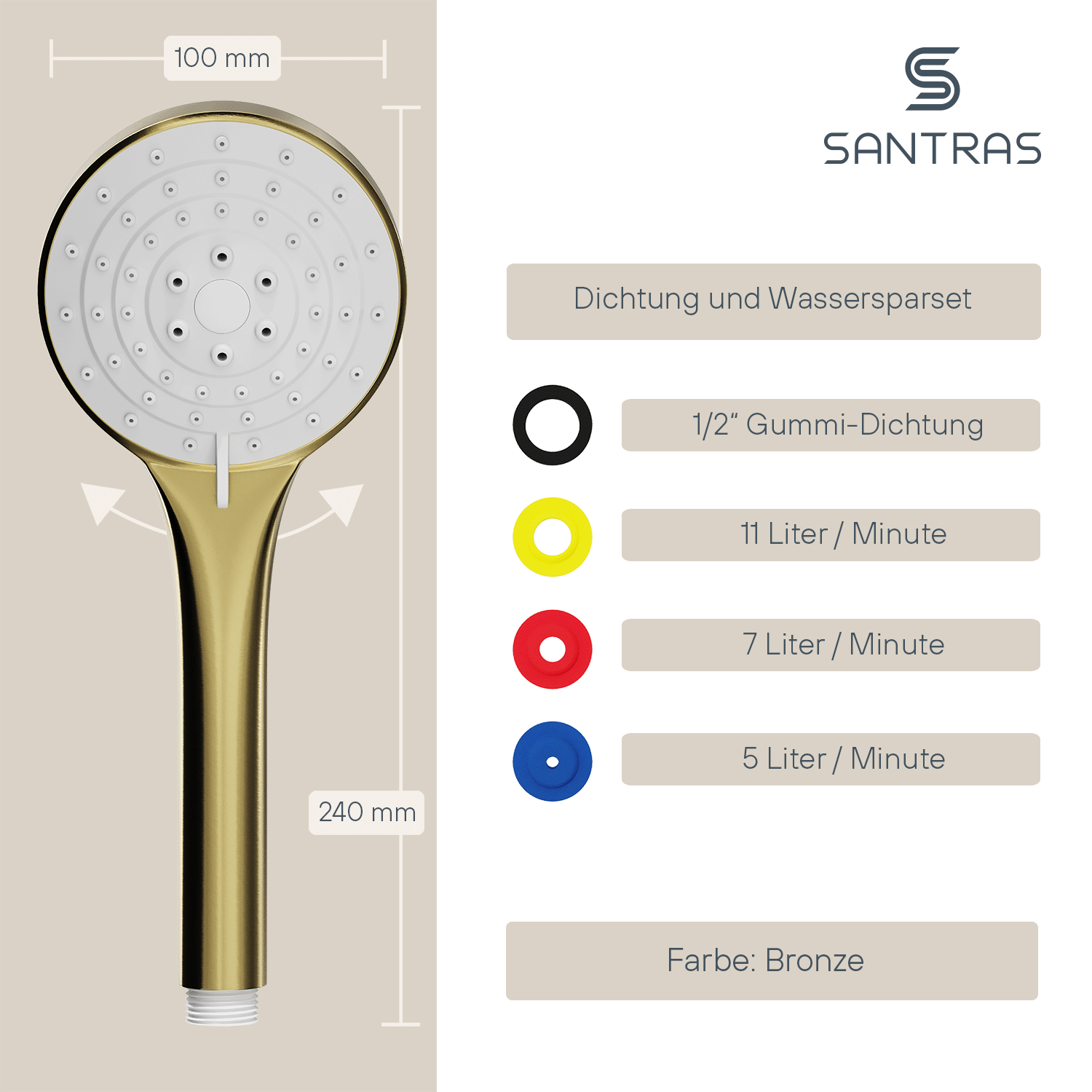 SANTRAS® Handbrause Sina in Bronze